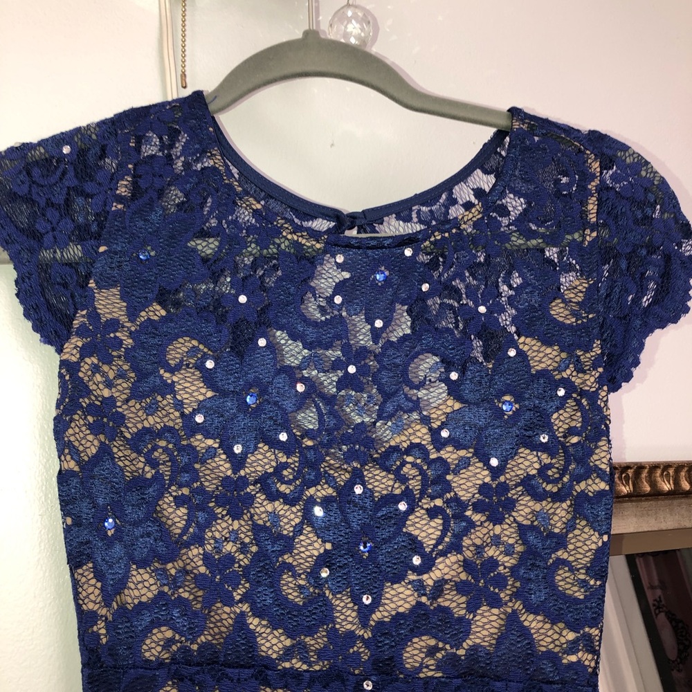 Party swarovski embroidered lace dress